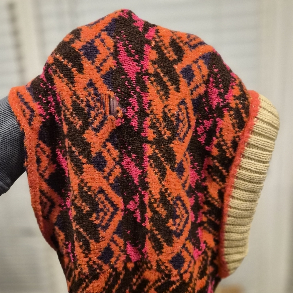 Free People Cabbie Fairisle Geometric Boho Euro Scandi Girl Hippie Hooded Scarf - Picture 9 of 9